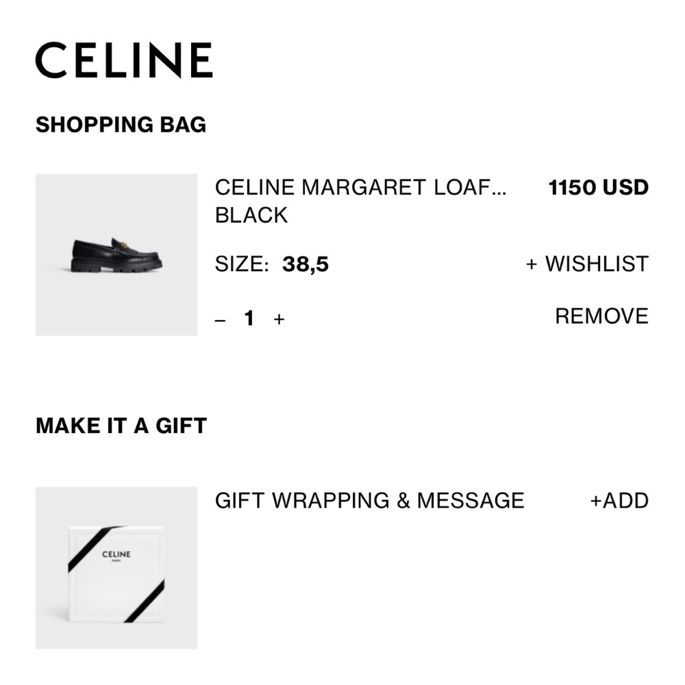 Celine Black Margaret Triomphe Loafers